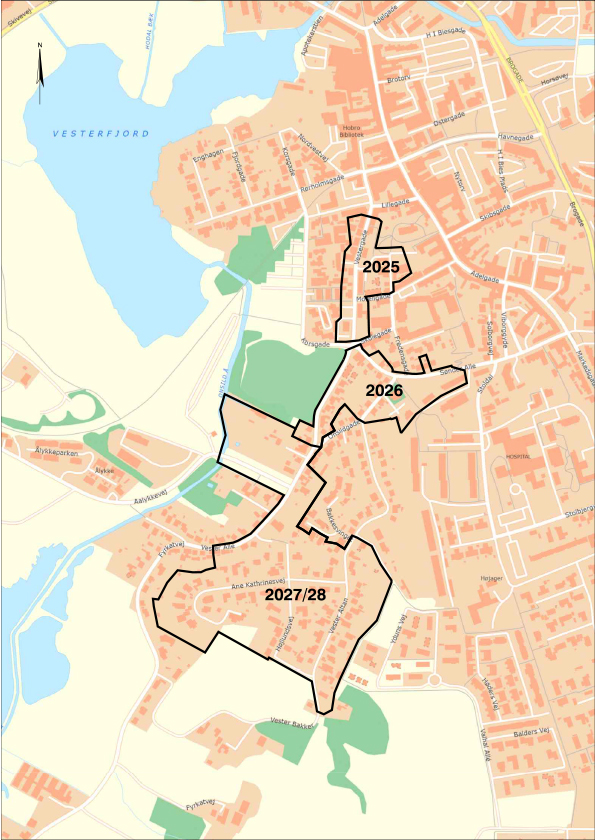 Kort over Hobro Vest