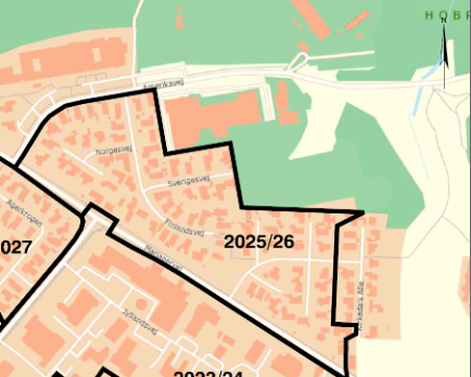 Kort over separatkloakering på Finlandsvej, Hobro