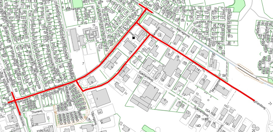 Projektområde Jyllandsvej, Fyensvej og Sdr. Ringvej.